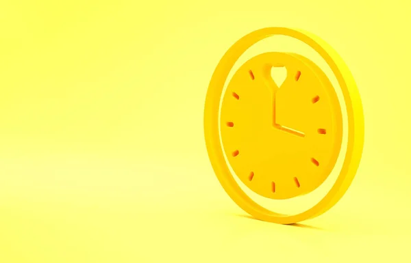 Yellow Clock Icon Isolated Yellow Background Time Symbol Minimalism Concept — Stock Photo, Image