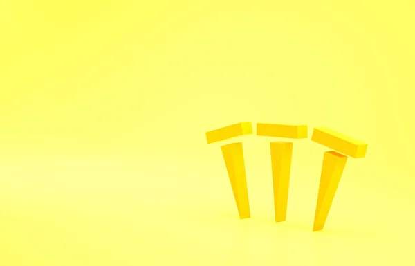 Жовті Металеві Цвяхи Ізольовані Жовтому Тлі Концепція Мінімалізму Ілюстрація Рендеринга — стокове фото