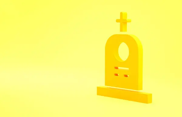 Tumba Amarilla Con Icono Lápida Aislada Sobre Fondo Amarillo Concepto —  Fotos de Stock