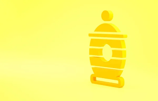 黄色丧葬骨灰盒图标孤立在黄色背景 火化和埋葬容器 灵灰龛花瓶 罐子和骨灰罐 最低纲领的概念 3D渲染3D插图 — 图库照片