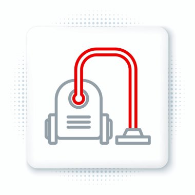 Elektrik süpürgesi simgesi beyaz arkaplanda izole edildi. Renkli taslak konsepti. Vektör.