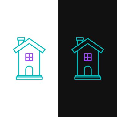 Çizgi Evi simgesi beyaz ve siyah arkaplanda izole edildi. Ev sembolü. Renkli taslak konsepti. Vektör.