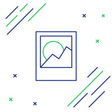 Çizgi Fotoğraf çerçevesi simgesi beyaz arkaplanda izole edildi. Renkli taslak konsepti. Vektör.