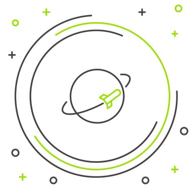 Çizgi Gezegeni simgesi beyaz arkaplanda izole edildi. Renkli taslak konsepti. Vektör.