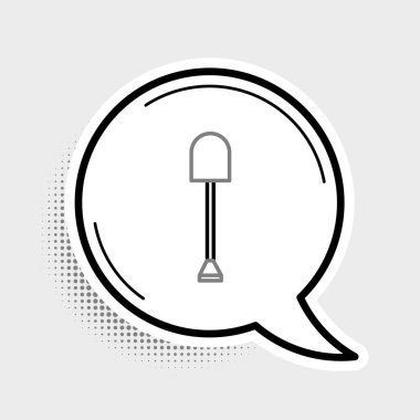 Kürek çizgisi simgesi gri arkaplanda izole edildi. Bahçe aletleri. Bahçecilik, tarım, çiftçilik aleti. Renkli taslak konsepti. Vektör.