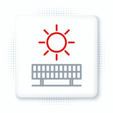 Güneş enerjisi hattı ve güneş ikonu beyaz arkaplanda izole edilmiş. Renkli taslak konsepti. Vektör.