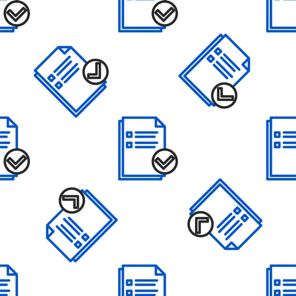 Line Document Vinkje Pictogram Geïsoleerd Naadloos Patroon Witte Achtergrond Checklist — Stockvector