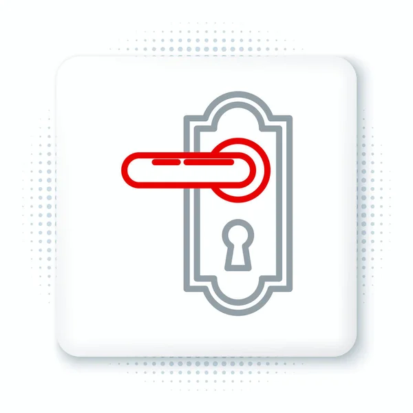 Line Türgriff Symbol Isoliert Auf Weißem Hintergrund Türschlossschild Buntes Rahmenkonzept — Stockvektor