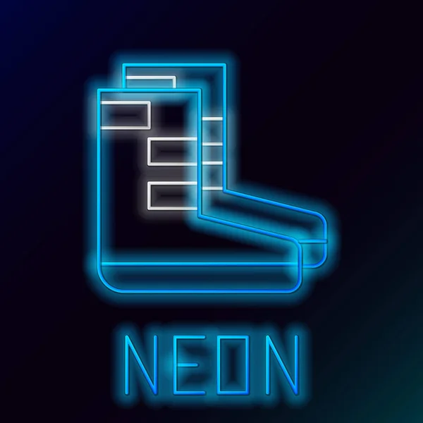 Gloeiende Neon Lijn Boots Pictogram Geïsoleerd Zwarte Achtergrond Duiken Onder — Stockvector