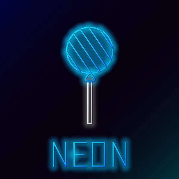 Lumineux Néon Ligne Lollipop Icône Isolée Sur Fond Noir Nourriture — Image vectorielle