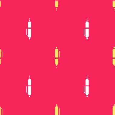 Sarı Kalem simgesi kırmızı arkaplanda izole edilmiş. Vektör İllüstrasyonu.