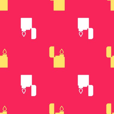 Sarı Aydınlık simgesi kırmızı arkaplanda izole edilmiş pürüzsüz desen. Vektör İllüstrasyonu.