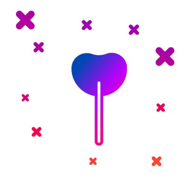 Renkli lolipop simgesi beyaz arkaplanda izole edildi. Yemek, lezzetli bir sembol. Kademeli rastgele dinamik şekiller. Vektör.