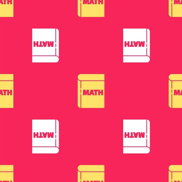 Matematik Ikonuna Sahip Sarı Kitap Kırmızı Arkaplanda Izole Edilmiş Kusursuz — Stok Vektör