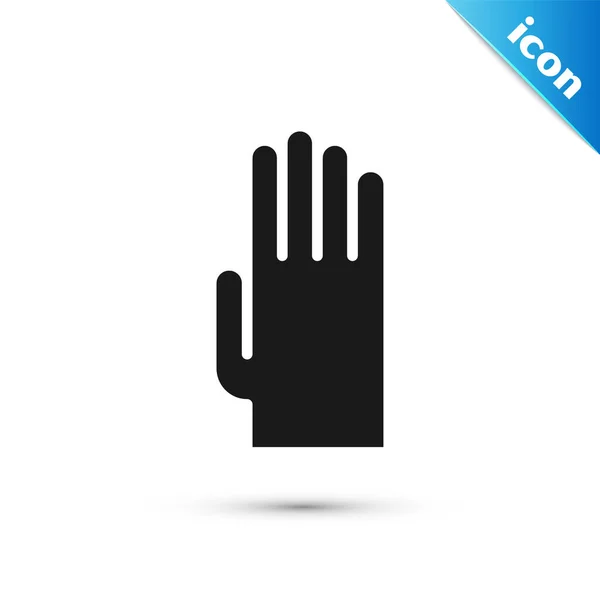 白色背景上孤立的灰色橡胶手套图标 Latex手部保护标志家务活清洁用品符号 病媒图解 — 图库矢量图片