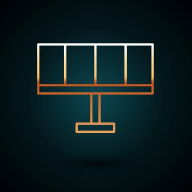 Koyu mavi arka planda izole edilmiş altın çizgili Güneş enerjisi simgesi. Vektör İllüstrasyonu.