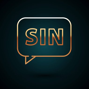 Altın çizgili insan beyni simgesi koyu mavi arka planda izole edilmiş. Vektör İllüstrasyonu.