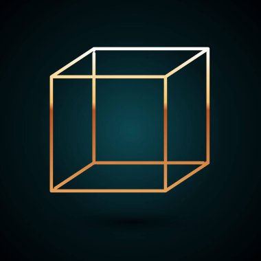 Koyu mavi arkaplanda izole edilmiş altın çizgi fonksiyon matematiksel simgesi. Vektör İllüstrasyonu.