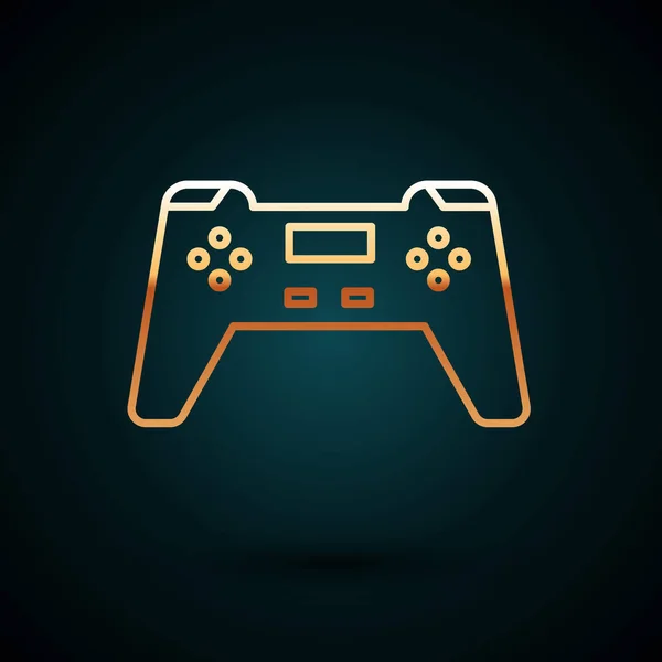 Línea Dorada Icono Gamepad Aislado Sobre Fondo Azul Oscuro Controlador — Vector de stock