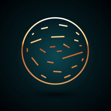 Mars gezegeni ikonu koyu mavi arka planda izole edilmiş. Vektör İllüstrasyonu.