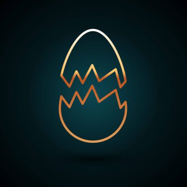 Kırık yumurta ikonu koyu mavi arka planda izole edilmiş. Mutlu Paskalyalar. Vektör İllüstrasyonu.