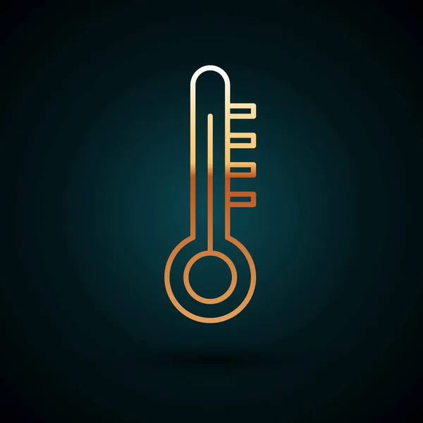 Guldlinje Meteorologi Termometer Mätning Ikon Isolerad Mörkblå Bakgrund Termometerutrustning Som — Stock vektor