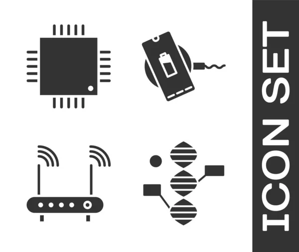 Ange Dna Symbol Processor Med Mikrokretsar Cpu Router Och Signal — Stock vektor