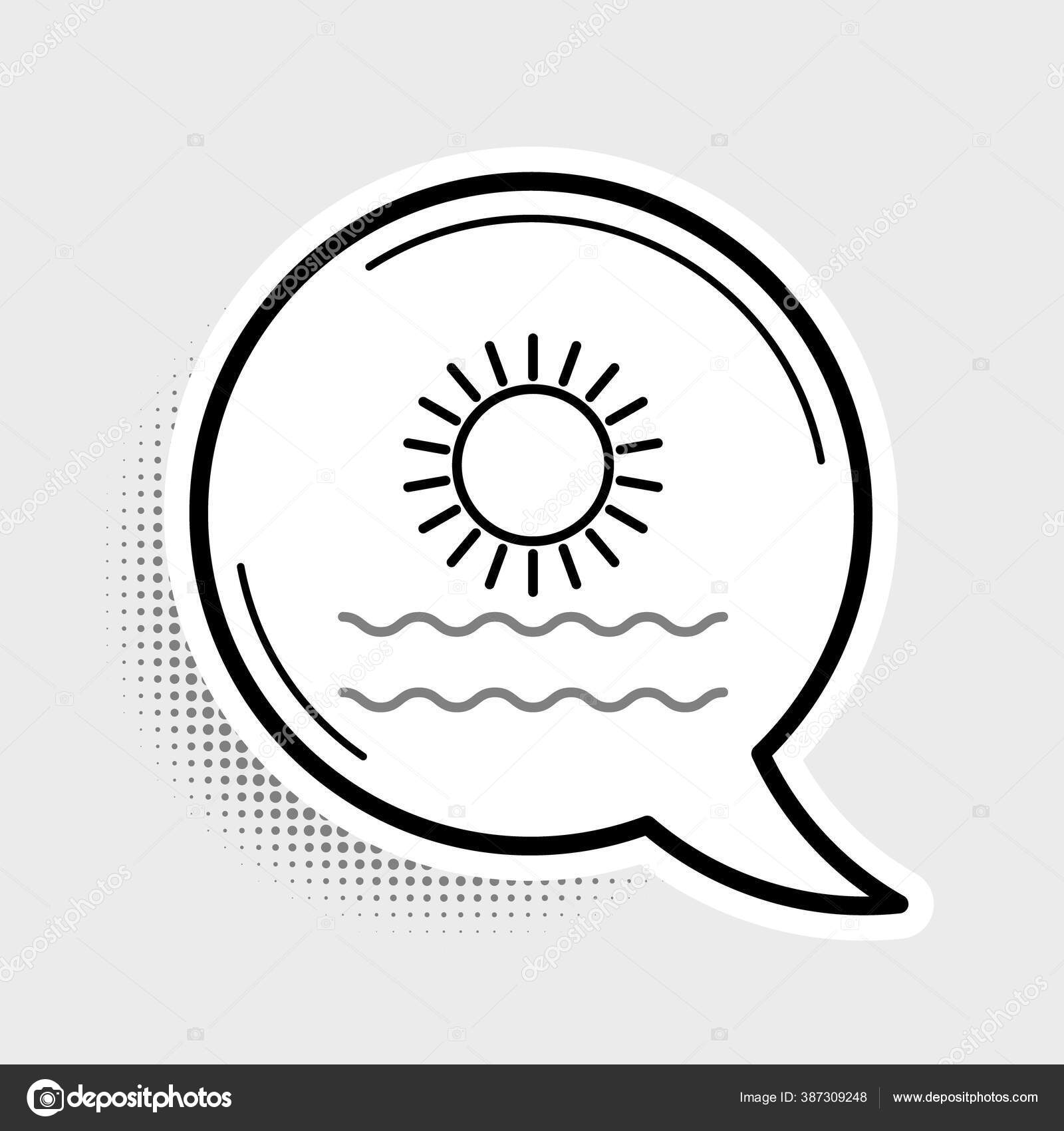 Garis Matahari Dan Ikon Gelombang Terisolasi Pada Latar ...