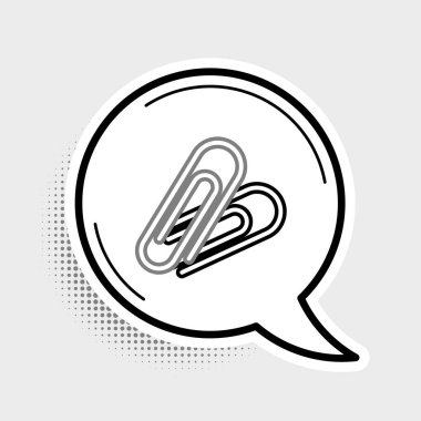 Çizgi Kağıt Ataç simgesi gri arkaplanda izole edildi. Renkli taslak konsepti. Vektör.