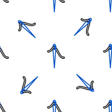 İplik simgesi ile dikmek için çizgi iğnesi beyaz arkaplanda izole edilmiş dikişsiz desen. Terzi sembolü. Tekstil el sanatları tabelasını diker. Nakış aletleri. Renkli taslak konsepti. Vektör.