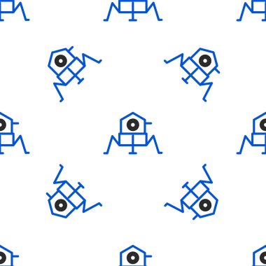 Mars Çizgisi Gezgin simgesi beyaz arka planda izole edilmiş kusursuz desen. Uzay aracı. Ay yürüyüşü işareti. Gezegen yüzeyini incelemek için bir cihaz. Renkli taslak konsepti. Vektör.