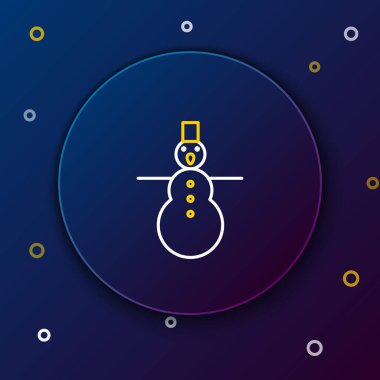 Çizgi Noel Kardan Adam simgesi mavi arka planda izole edildi. Mutlu Noeller ve mutlu yıllar. Renkli taslak konsepti. Vektör.