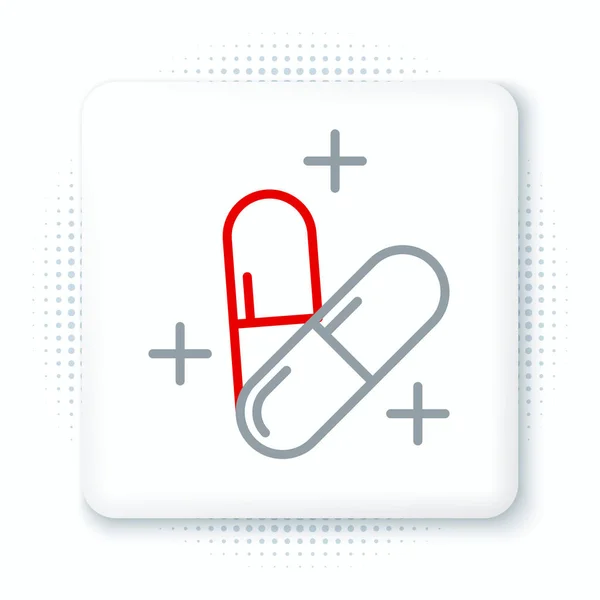 Line Medicine Pill Tablet Icon Isolated White Background Capsule Pill — Stock Vector