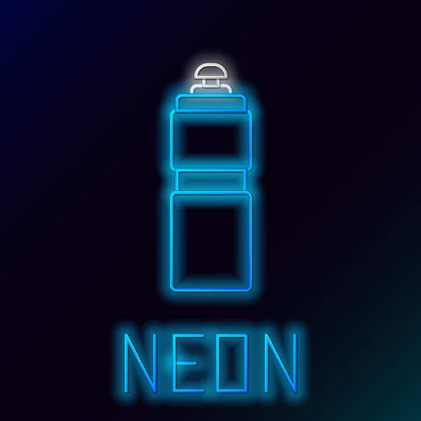 Linea Neon Luminosa Icona Fitness Shaker Isolata Sfondo Nero Flacone — Vettoriale Stock