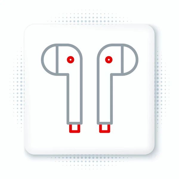 Γραμμή Εικόνα Εικονίδιο Ακουστικά Αέρα Απομονώνονται Λευκό Φόντο Holder Wireless — Διανυσματικό Αρχείο