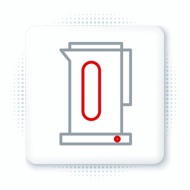 Beyaz arkaplanda ikonu olan çizgi çaydanlığı izole edildi. Çaydanlık ikonu. Renkli taslak konsepti. Vektör.