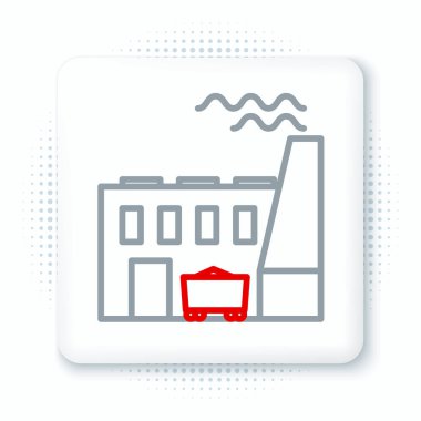 Kömür santrali ve fabrika ikonu beyaz arka planda izole edildi. Enerji endüstrisi konsepti. Kömür santrali. Renkli taslak konsepti. Vektör.