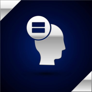 Gümüş Hesap simgesi koyu mavi arkaplanda izole edildi. Vektör İllüstrasyonu.