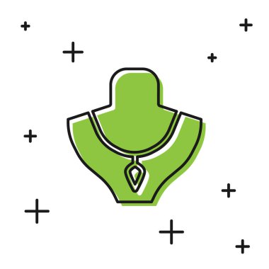 Manken ikonundaki siyah kolye beyaz arkaplanda izole edilmiş. Vektör.