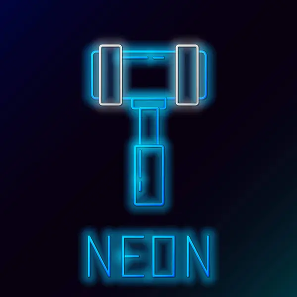 Glödande Neon Line Domare Gavel Ikon Isolerad Svart Bakgrund Gavel — Stock vektor