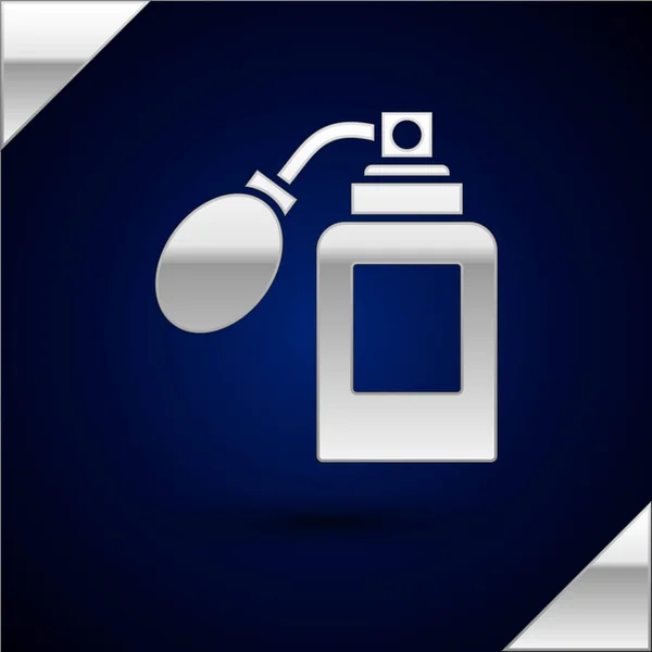 Silver Aftershave Bottle Atomizer Icon Isolated Dark Blue Background Cologne — Stock Vector