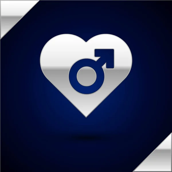 Corazón Plata Con Icono Símbolo Género Masculino Aislado Sobre Fondo — Vector de stock