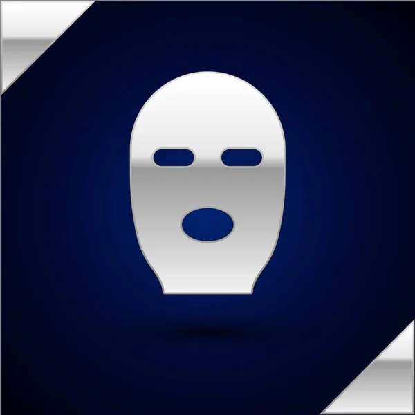 Silver Thief Mask Icon Isolated Dark Blue Background Bandit Mask — Stock Vector