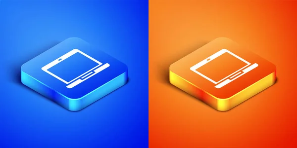 Isometric Laptop Icon Isolated Blue Orange Background Computer Notebook Empty — Stock Vector