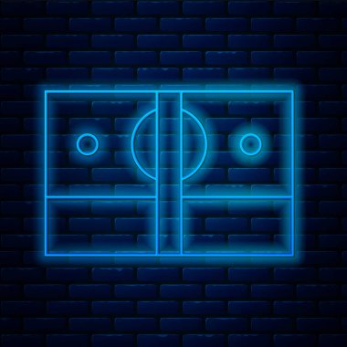 Parlak neon hattı kağıt yığınları para ikonu tuğla duvar arka planında izole. Para desteleri. Para birimi. Vektör İllüstrasyonu.