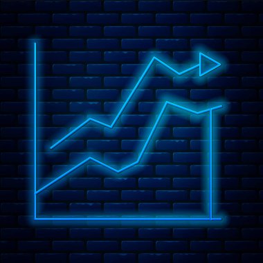 Parlayan neon hattı yağ fiyat artışı simgesi tuğla duvar arka planında izole edildi. Petrol endüstrisi krizi konsepti. Vektör İllüstrasyonu.