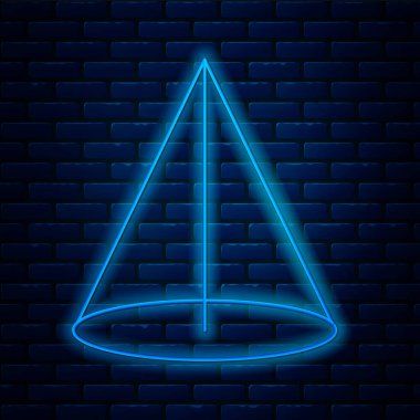 Parlak neon çizgisi Grafik, çizelge, grafik, diyagram, bilgi grafiği, pasta grafik simgesi tuğla duvar zemininde izole edilmiş. Vektör İllüstrasyonu.