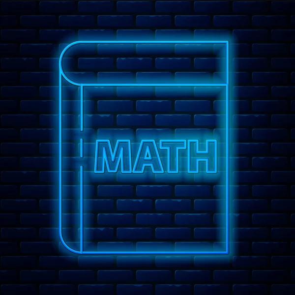 Leuchtende Neon Linie Dreieck Mathe Symbol Isoliert Auf Backsteinwand Hintergrund — Stockvektor