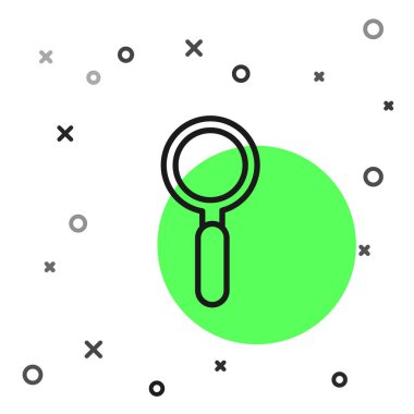 Beyaz arka planda siyah çizgi büyüteç simgesi izole edildi. Arama, odaklanma, yakınlaştırma, iş sembolü. Vektör İllüstrasyonu.