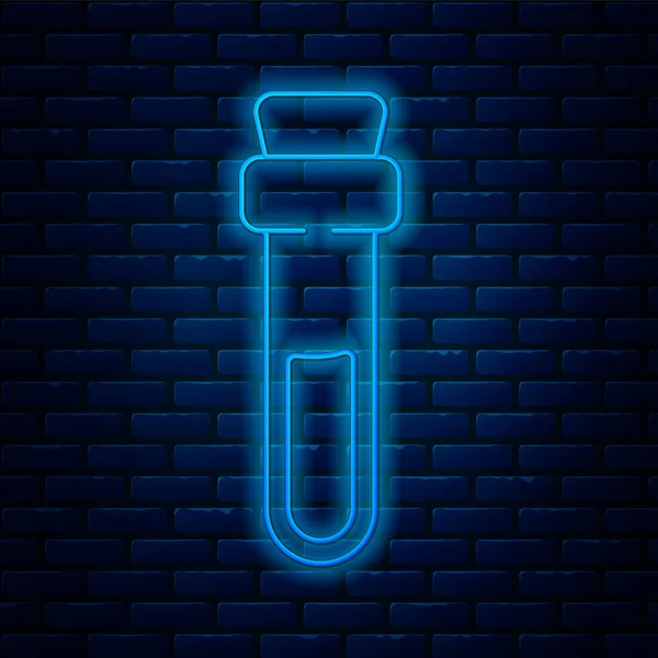 Glödande Neon Line Flaska Med Kärleksdryck Ikon Isolerad Tegelvägg Bakgrund — Stock vektor